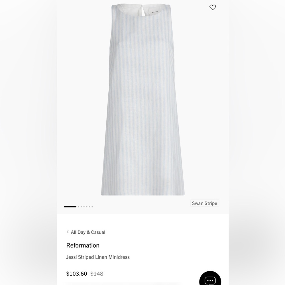 Reformation Jessi Linen Dress Swan Strip